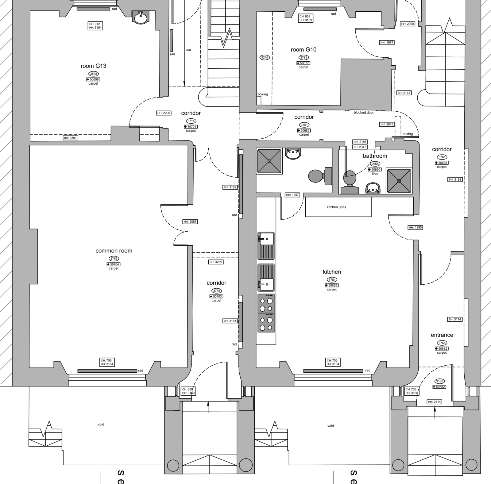 Measured building survey floor plan drawing used for architectural design